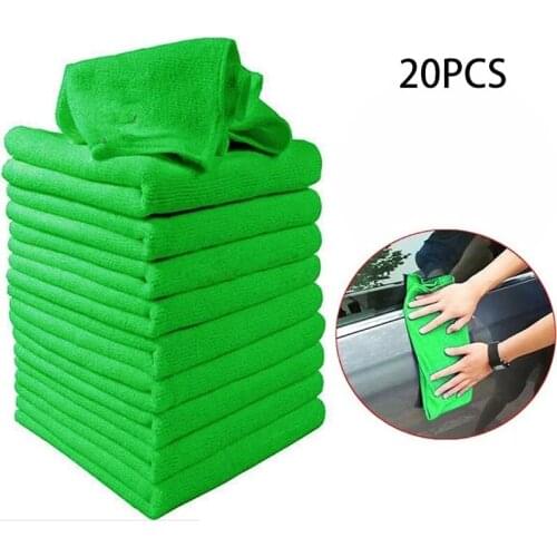 20 pcs Microfiber Car Cleaning Towel Handkerchief Car Motorcycle Washing Glass Household Cleaning Products Small Towel