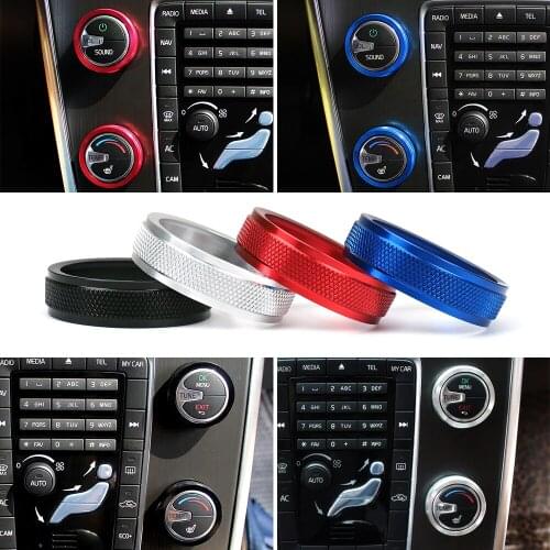 4pcs Car Air Conditioner Knob Switch Button Ring Metal Alloy Cover Sticker for Volvo S60 S60L S60L S80 V40 V60 XC60 Car Styling