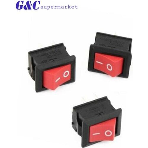 5pcs KCD1-101 AC 6A 250V 2 Pin ON/OFF I/O SPST Snap in Mini Red Button Boat Rocker Switch 15*21MM diy electronics