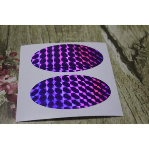 7.6x3.8cm Purple Hologram Large Oval Sticker