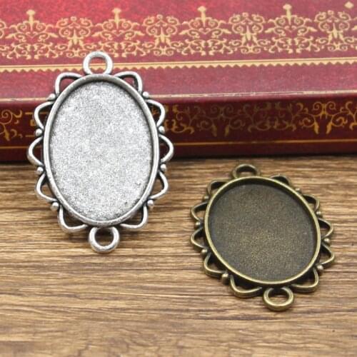 8pcs Cabochon Base Fit Setting Fashion 25x18mm Inner Size Antique Bronze Silver Color Oval Style DIY Jewelry Making Findings