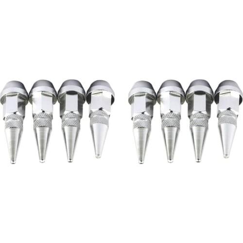 8x Chrome Spike Tire/Wheel Stem Air Valve Caps for car/truck/hotrod Silver