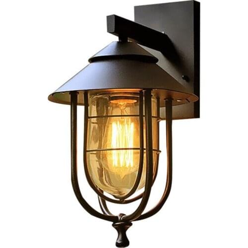 American retro wrought iron balcony waterproof outdoor wall light Nordic creative bar cafe outdoor light LED lamps AC85-265V E27