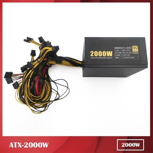 ATX-2000W for Mining Power Supply, Support Multiple Graphics Rendering 95 PLUS Gold Certification