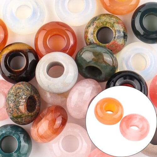 10pcs/Lot Abacus Beads Gothic Gemstone Natural Agate Jade Quartz Stone Bohemia Big Hole Beads for Jewelry Making DIY Accessories