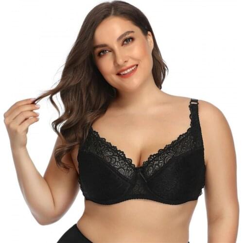 Sexy Women Lingerie Plus Size Bras DE Cup Lace Bra Breathable Bra Tops Underwear Daily Bra Underwired Full Cup Bra