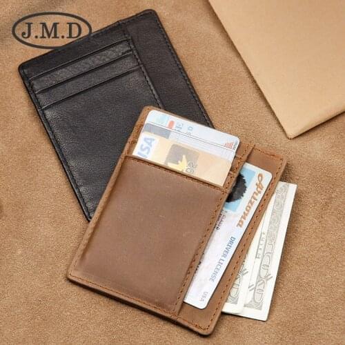 New Genuine Leather Card Holder Crazy Horse Leather Men and Women RFID Coin Purse Anti-scanning Card Holder