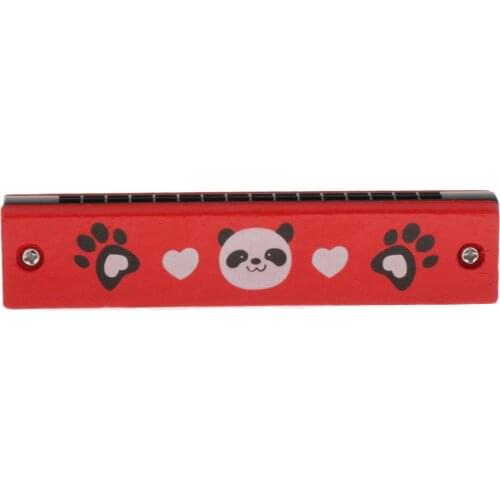 Children Wooden Cartoon Harmonicas Early Education Toy Panda Pattern