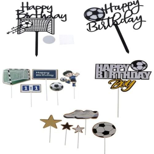 Football Acrylic Cake Topper Novelty Soccer Happy Birthday Cake Topper For Boys Birthday Sports Party Cake Decorations