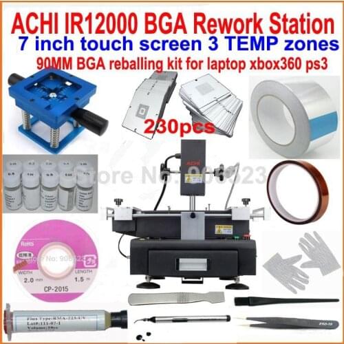 Hot sale ! ACHI IR12000 bga rework station 3 heat zones motherboard repair machine +230pcs 90mm bga stencils +20 gifts