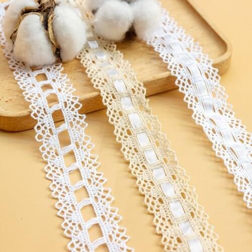 Cotton Lace Trim 15 yard White Beige Ribbon Tapes Clothing Dress Sewing Cloth Fabric 3.3cm 1.3"Wide D0088BM4F302