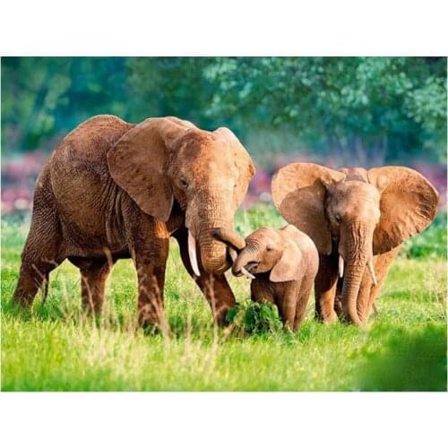 Diamond painting elephant family mosaic embroidery cross stitch animals rhinestone picture puzzle drawing wall decor craft gift