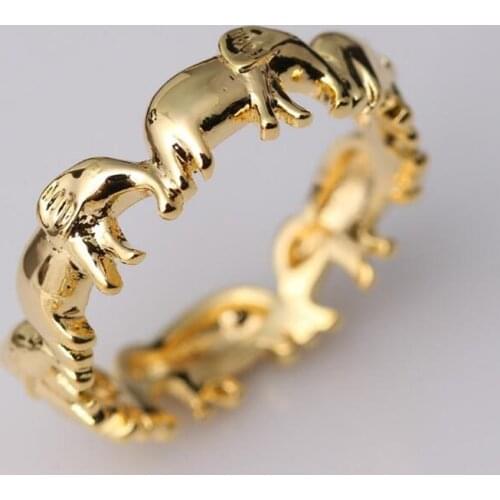 Lovely Elephant Rings Light Gold Color Cute Small Animal Elephant Charm Finger Rings Unisex Jewelry Party Charm Gifts for Girls