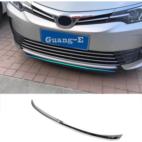 Car cover Bumper engine ABS Chrome trim Front bottom Grid Grill Grille hoods edge 1pcs For Toyota Corolla Altis 2017 2018 2019