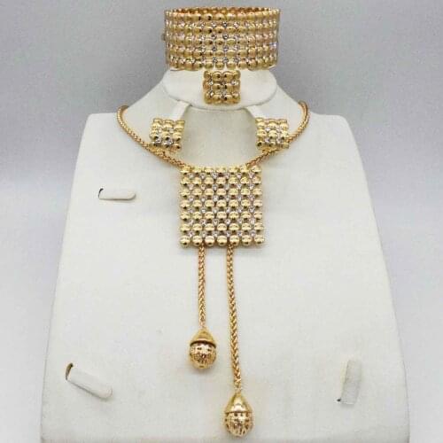 HOT Fashion jewelry set Nigeria Dubai gold-color African bead jewelry wedding jewelry set african beads jewelry sets