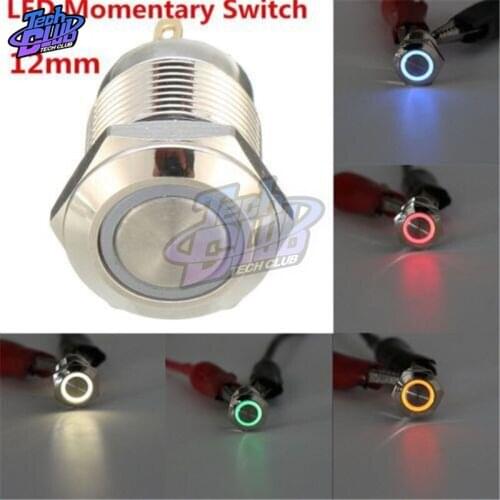 Momentary/Latching 12mm Metal Push Button Switch Waterproof 4 Pins LED Bulb Night Light Flat/High Round Self-locking Reset Type