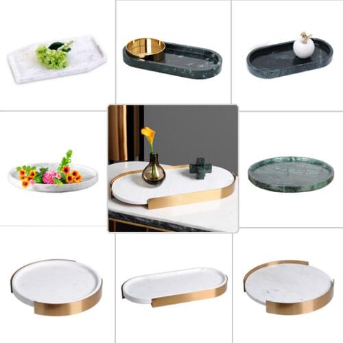 Marble Tray Model Room Soft Decoration Designers Use Tray Hotel Club Creative Decoration Toilet Storage Tray