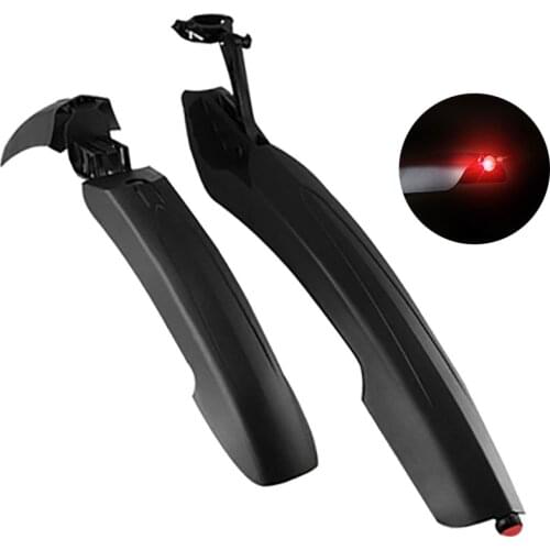 MTB Bike Bicycle Fender With LED Rear Light Bike Mudguard Wings Quick Release Durable Cycling Mountain Bike Fender Accessories