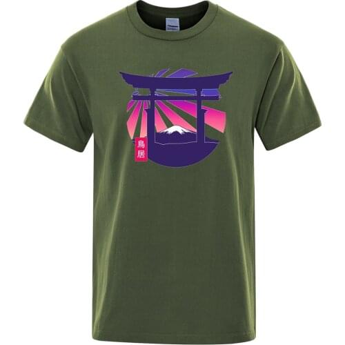 Torii Gate Fuji Japan Style Printing T-Shirt Men Fashion Quality Tshirt Summer Casual T-Shirts Harajuku Tee Clothes Loose Tops