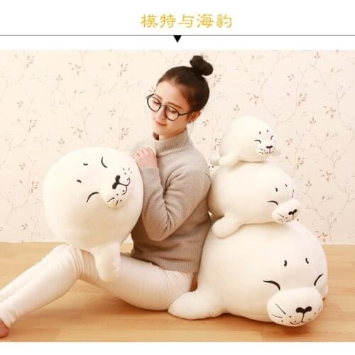 Stuffed toy cartoon seal plush toy white seal doll soft throw pillow birthday present Xmas gift 0255