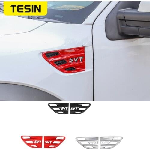 TESIN Car Stickers Armrest Box Air Outlet Decoration Trim Carbon Fiber Sticker for Ford F150 Raptor 2009-2014 Accessories