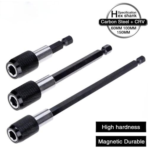 Oauee 1/4 Inch Hex Shank Quick Release Screwdriver Magnetic Bit Holder with Adjustable Collar Extension Bar 60mm 100mm 150mm