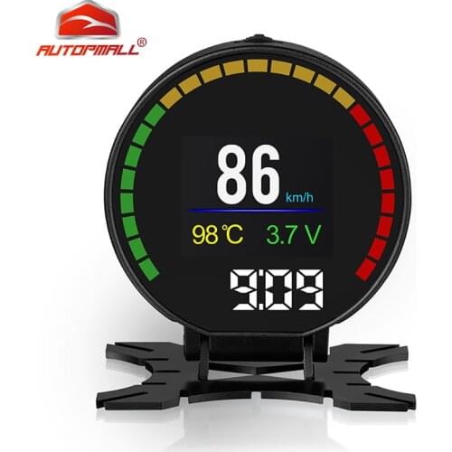 P15 HD TFT 2.84 inch Speedometer OBD2 head up tire Pressure Meter Alarm Oil Water Temp Gauge Code Reader OBD Speed Hud Display