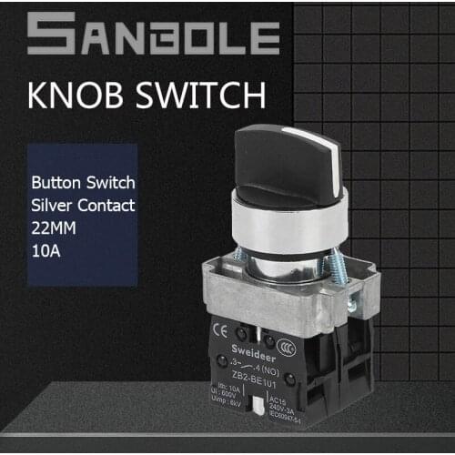 Rotary Knob Switch 2/3 Positions XB2 Silver Contact Rotating Switches Screws Terminals Combined Electrical Selector