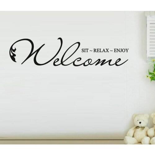 Welcome Wall Decals Sit Relax Enjoy Quotes Decor Living Room Vinyl Wall Stickers for Company Modern Home Decoration Art W216
