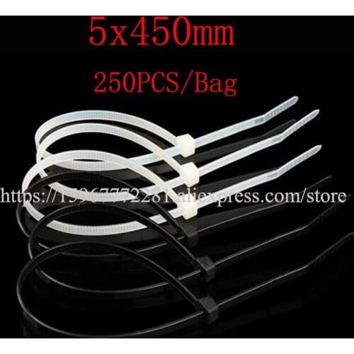 250PCS Self-locking Nylon Cable Ties 5x450mm cable tie Assorted multicolor Plastic Zip Tie Loop Wire Wrap Zip Ties Many colors