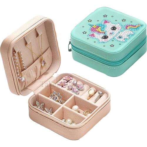 DIY Diamond Painting Jewelry Box Special Shaped Drill Cartoon Animal Storage Box For Woman Ornaments Container Case Gift