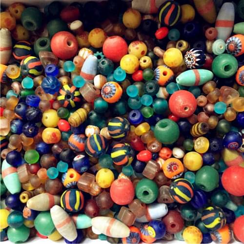 Mix Wholesale Tibetan Antiqued Safron Lampwork Beads 50g Simulated Trade Beads TSB0189