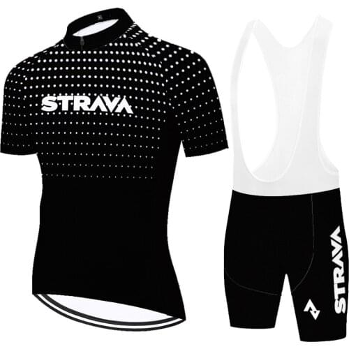 Strava short sleeve cycling jersey 2021 20D gel pad quick dry bike jersey suit Summer roupa de ciclismo masculino