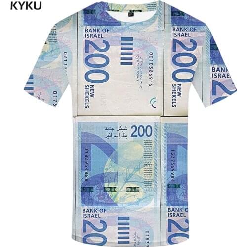 Funny T shirts Money T shirt Men Blue T-shirts 3d Israel Tshirt Printed Harajuku Anime Clothes Abstract Tshirts Casual