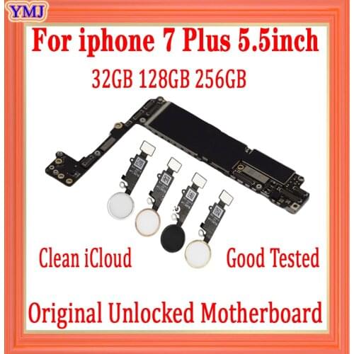 Factory unlocked for iphone 7 Plus Motherboard 32GB 128GB 256GB,Original for iphone 7Plus Mainboard with/without Touch ID