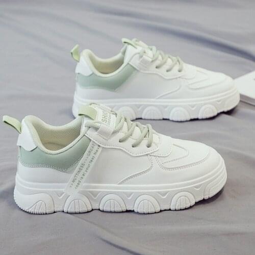 Women Shoes 2021 Korean Women Sports Shoes Summer Breathable Mint Green Sports Shoes White Shoes Lace-up Women Vulcanized Shoes