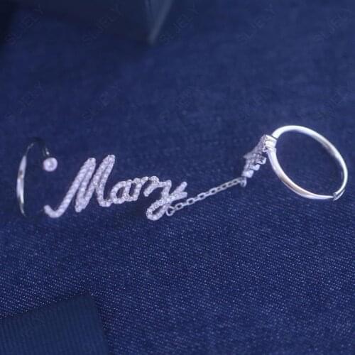 SLJEL Fashion Brand Real 925 Sterling Silver Jewelry Letter Marry Me Double Finger Ring Couple Confession Proposal Creative Ring