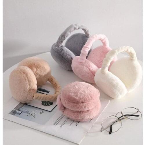 Winter Unisex New Cute Hair Colorful Earmuffs Ear Warm Folding Female Warm Earmuffs Portable Earmuffs