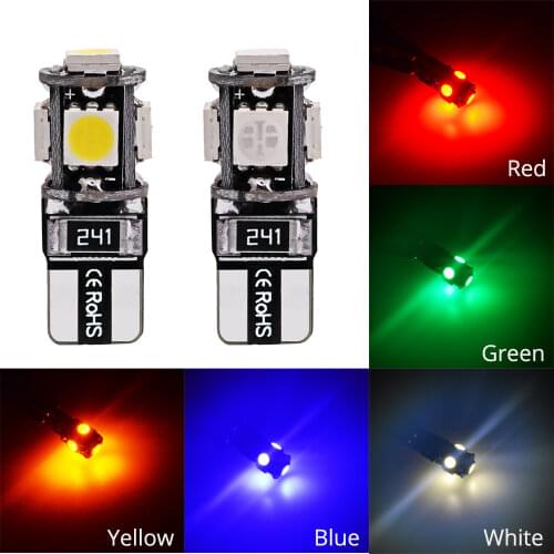 2X Canbus 194 5050 White Blue Red 5Led Auto Light Error DC 12V Bulbs Reading Lamp Door Light Signal Light Marker Interior light