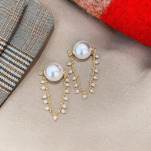 2020 New Earrings Korean Style White Simulated Pearl Earrings Double Sided Jewelry Brincos