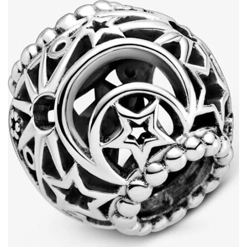 2020 New 925 Sterling Silver Star and Crescent Charm Fit Original 3mm Bracelet&Bangle Making Fashion DIY Jewelry For Women