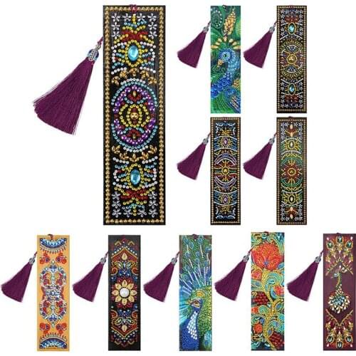 5D DIY Diamond Painting Leather Bookmark Tassel Book Marks Special Shaped Drill Diamond Embroidery DIY Craft Gift
