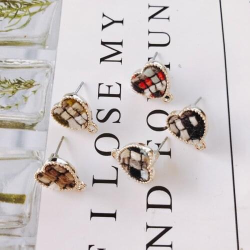 Heart Wool Stuff Stud Earring Accessories Pendant Necklace Supplies for Jewelry Making Accessories Components 6pcs KP2099