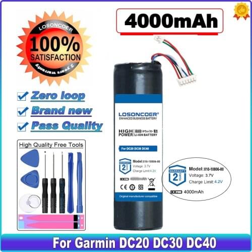LOSONCOER 4000mAh 010-10806-00 010-10806-01 010-10806-20 361-00029-00 Battery For GARMIN Astro System DC20 DC30 DC40