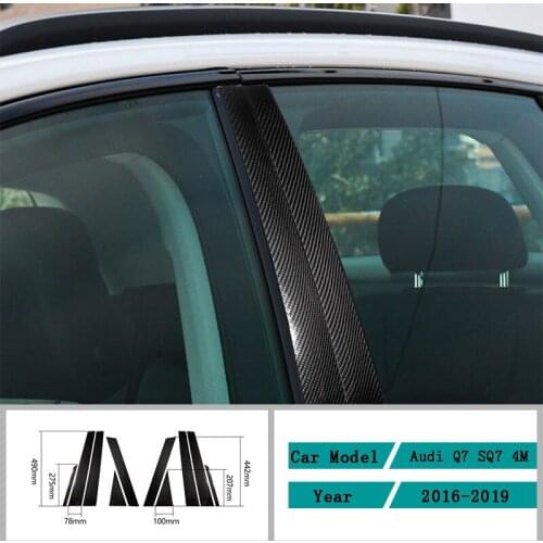 Carbon Fiber Car Accessories Interior Center Column Decoration Protective Cover Trim Stickers For Audi Q7 SQ7 4M 2016-2019