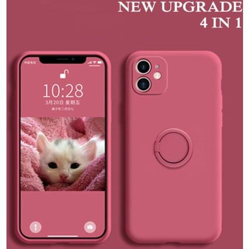 LOVECOM Liquid Silicone Ring Holder Phone Case For iPhone 13 12 11 Pro Max 12 Pro XR XS Max 7 8 Plus Soft Shockproof Phone Cover