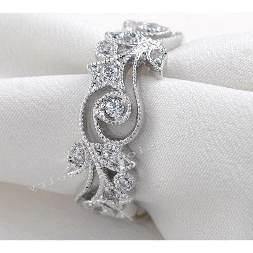 Choucong Wieck Antique jewelry Flower Desgin 925 Sterling Silver Simulated stones Wedding Engagement Rings For Love Size 5-11
