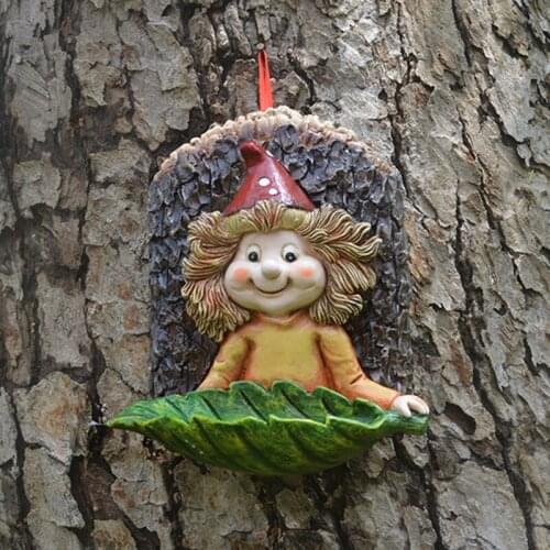 Garden Decor Elf Girl Bird Feeder Courtyard Decor Pendant Outdoor Hanging Resin Crafts Birds Food Dispenser Accessories