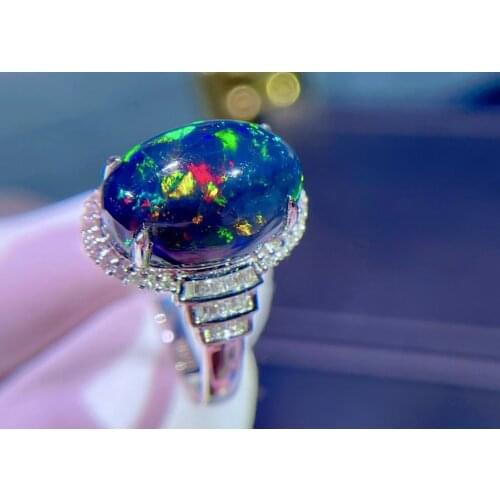 H317 Opal Ring Fine Jewelry Pure 18 K Gold Jewelry 100% Natural 5.05ct Opal Gemstones Diamonds Female Rings for Women Fine Ring