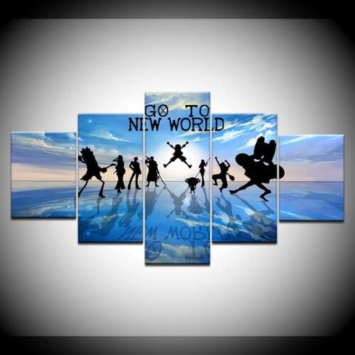 Painting Art Canvas Poster Wall For Decor Framework 5 Panel Japan Comics One Piece Black Shadow Character Modular Pictures